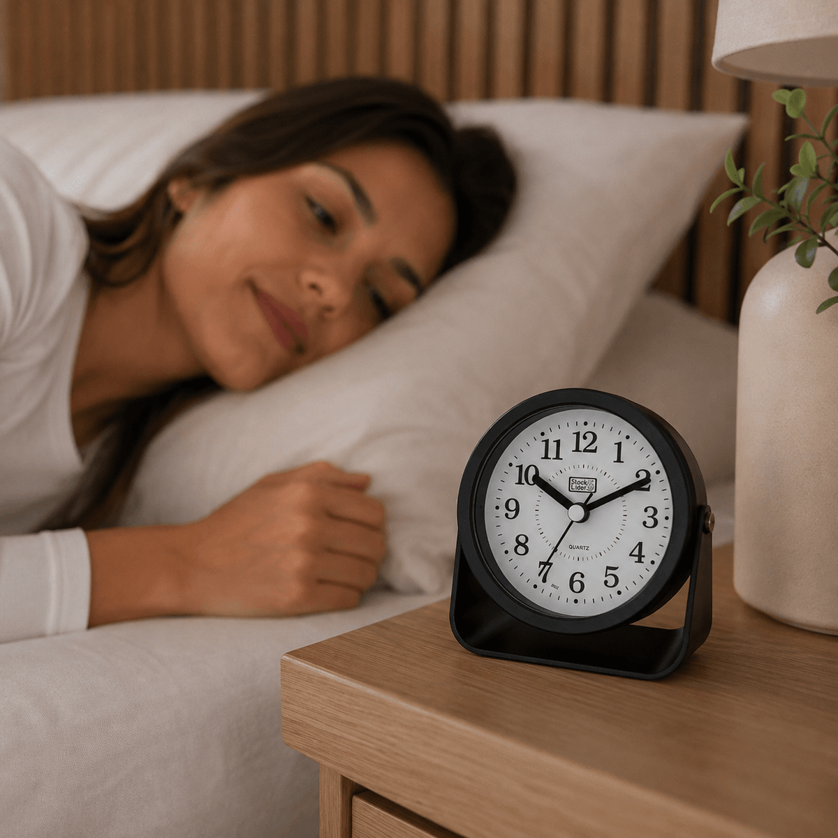 Reloj Despertador Analógico con Alarma - Reloj de Mesa Silencioso con Soporte Basculante